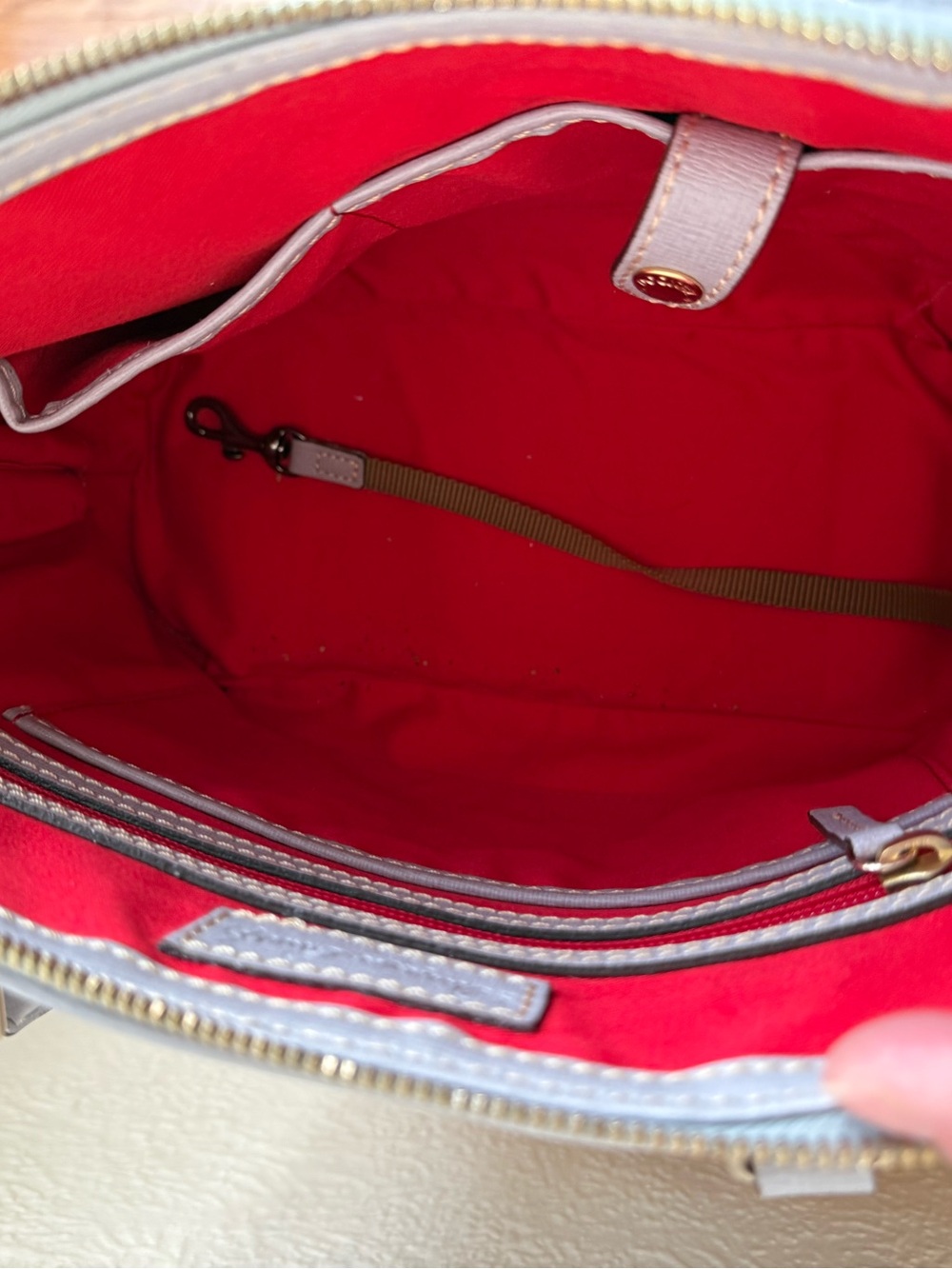 Dooney & Bourke Saffiano Leather Domed Satchel | Dove Gray | Dust Bag Included - Picture 7 of 11